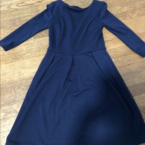 Navy structured 3/4 sleeve dress